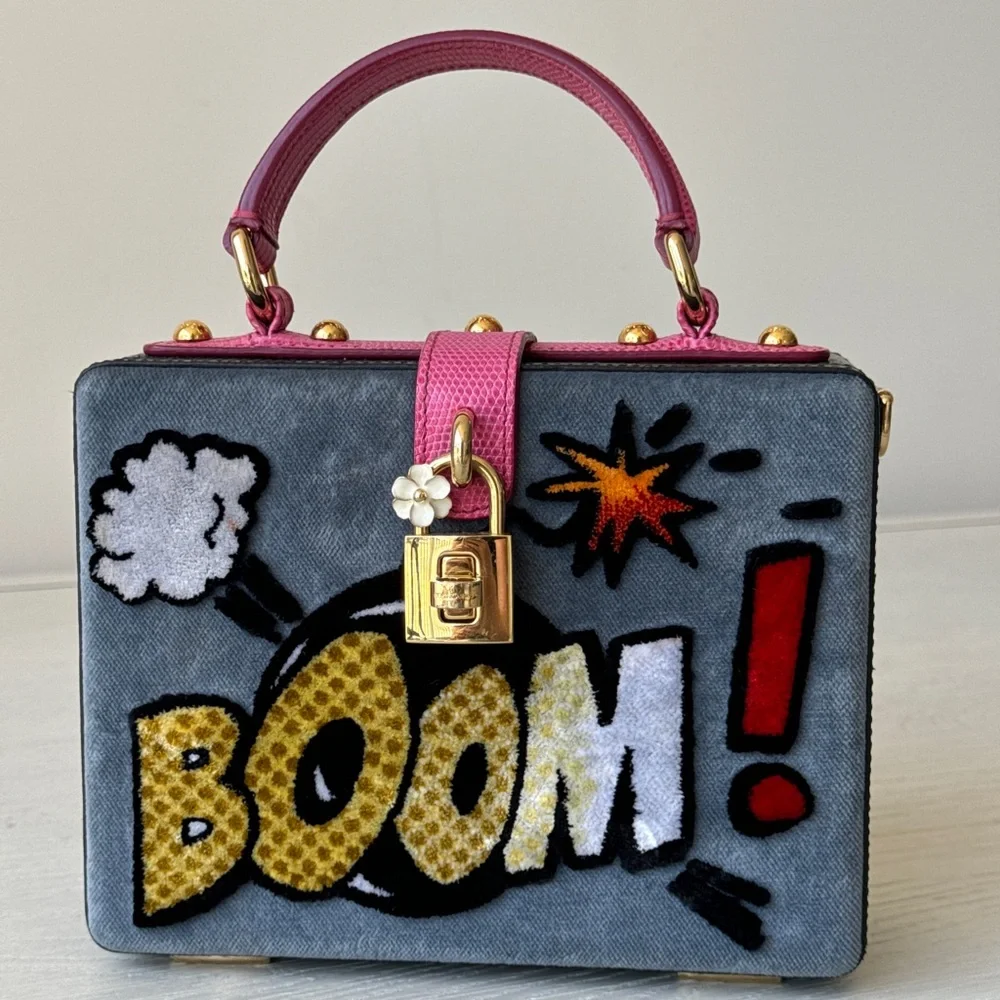 Dolce Gabbana Dolce Box Velvet Boom Bag - Picture 1 of 10